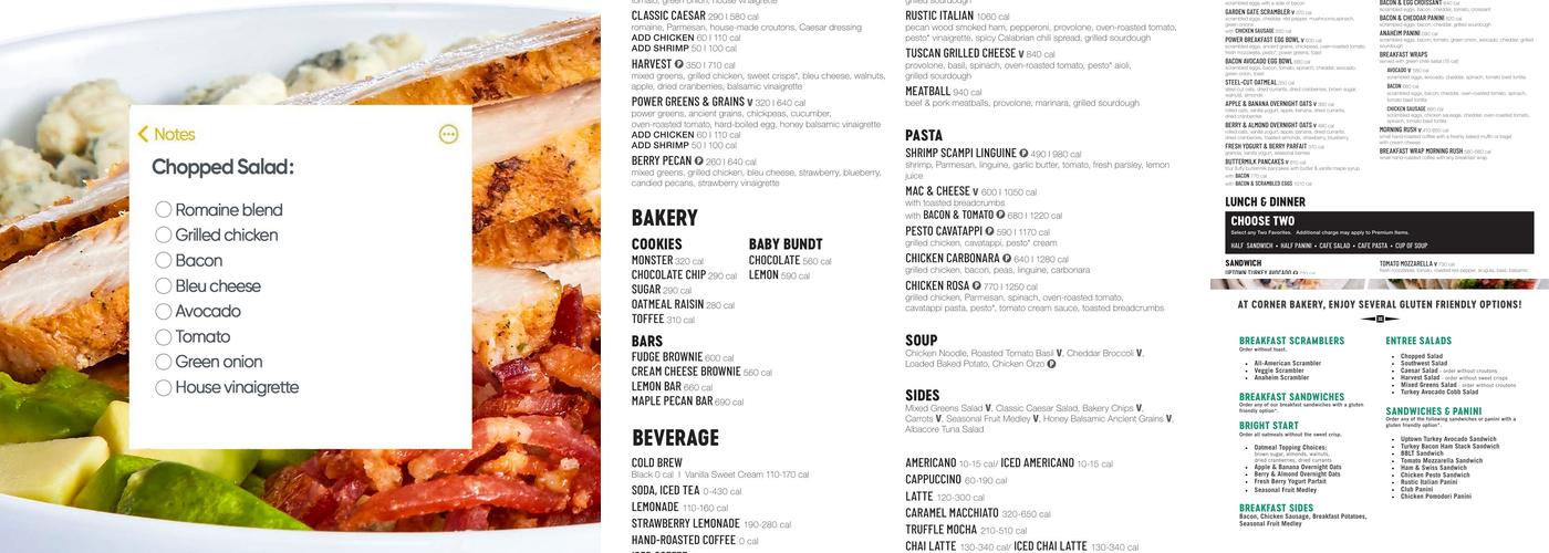 Corner Bakery Cafe Menu