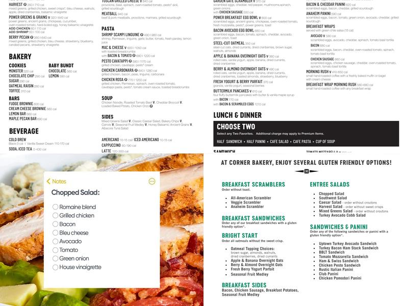 Corner Bakery Cafe Menu