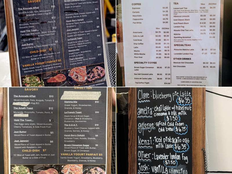 Bad Coffee Menu