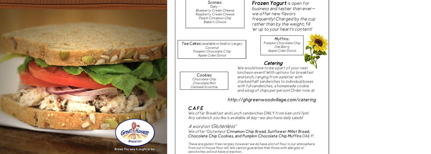 Great Harvest Bread Company and Yogurt Shack Menu