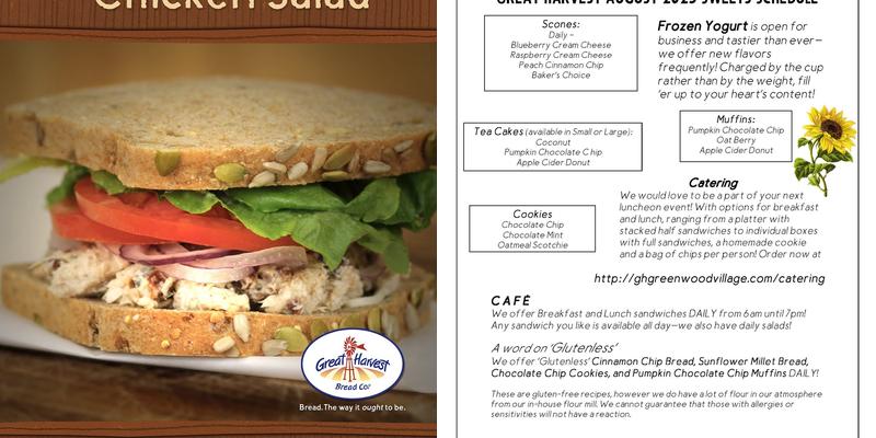 Great Harvest Bread Company and Yogurt Shack Menu