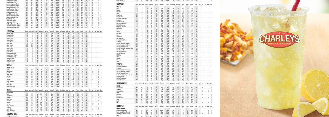 Charleys Cheesesteaks Menu