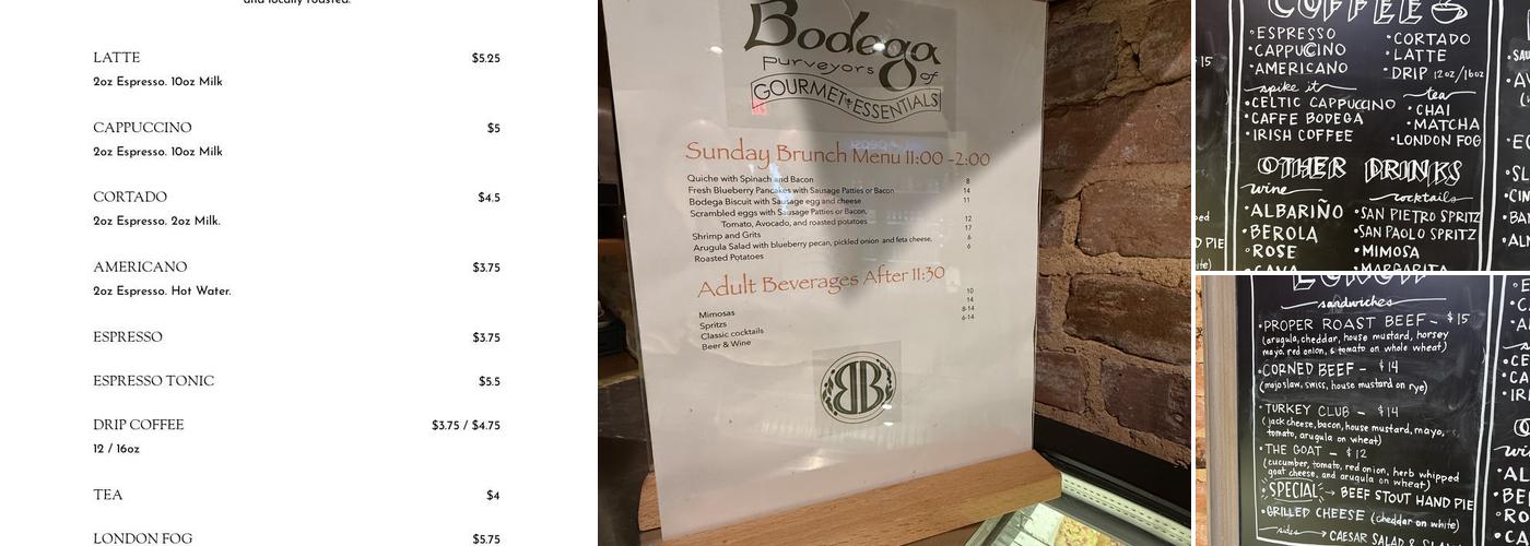 Bodega Menu