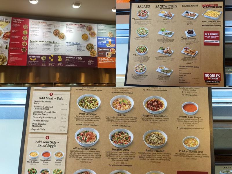 Noodles and Company Menu