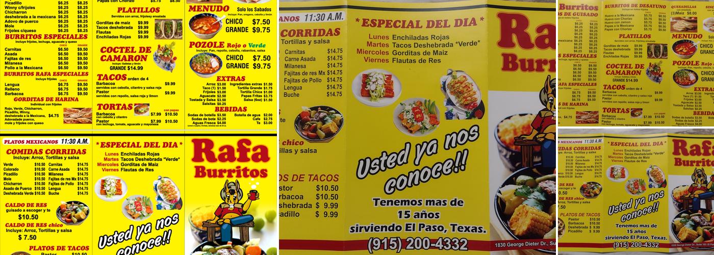 Rafa's Burritos Menu