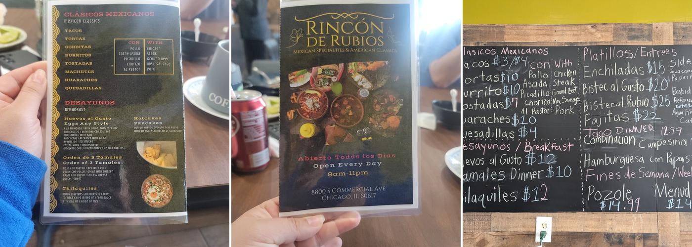 Rincón de Rubios Menu