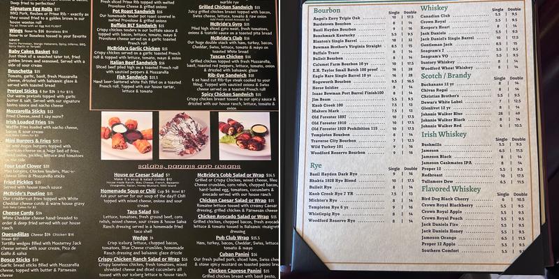 McBride's Morris Menu