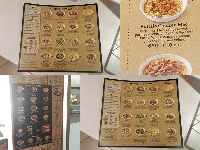 Noodles and Company Menu
