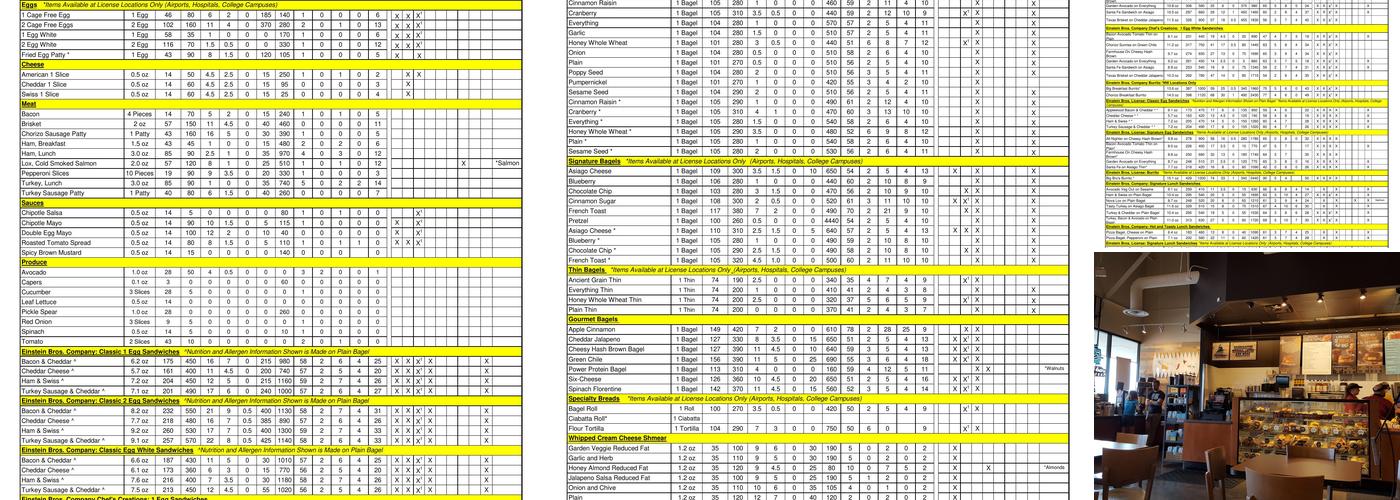 Einstein Bros. Bagels Menu