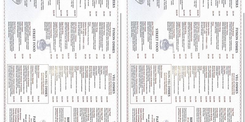 Saffron Menu