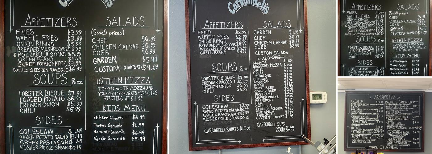 Carbondeli's Menu