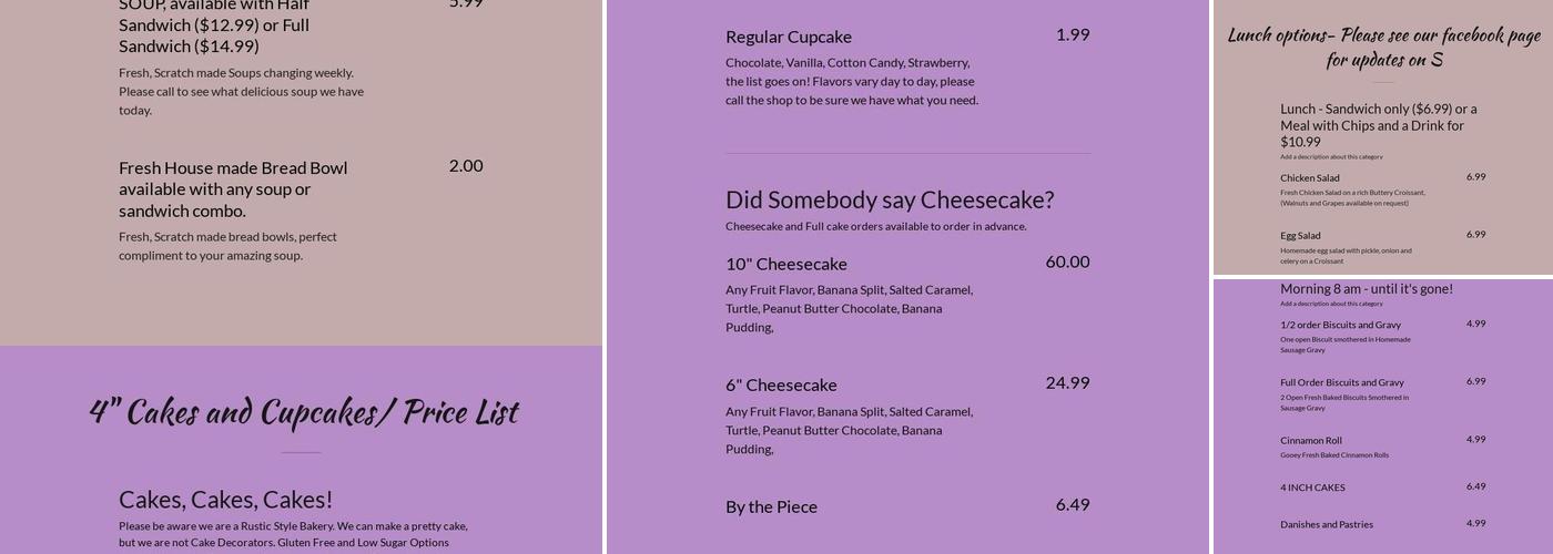 Leaping Lizard Bakery Menu