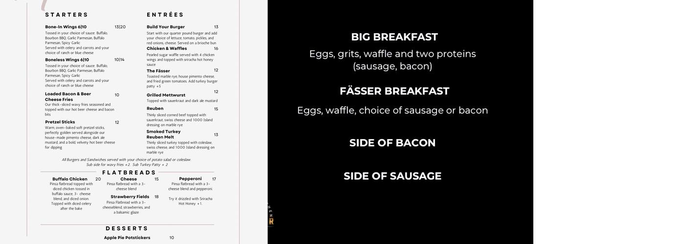 Fässer Menu
