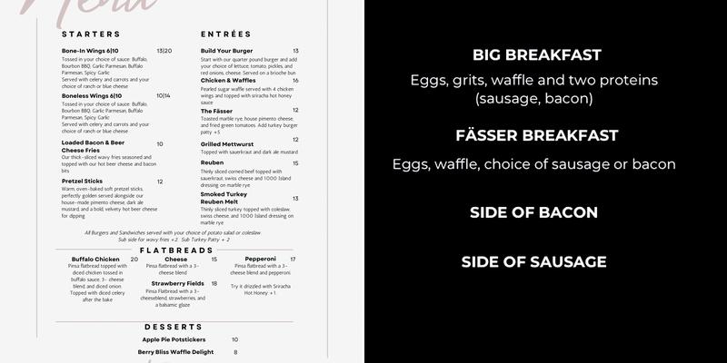 Fässer Menu