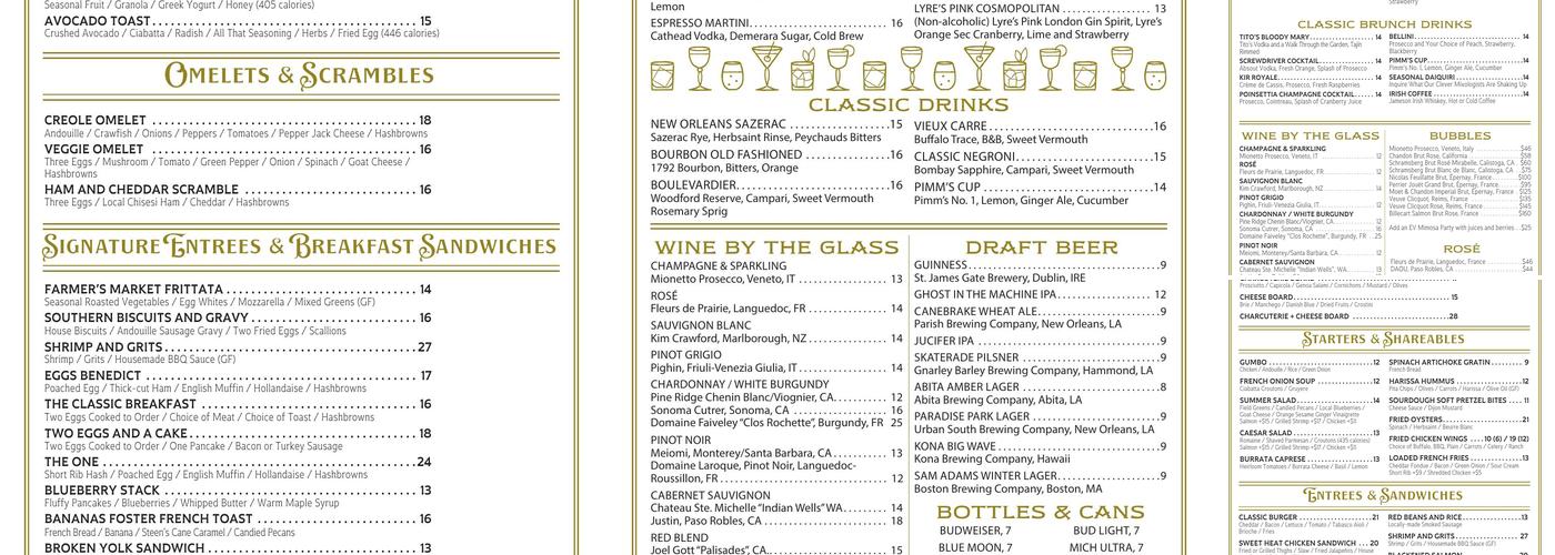 Easy Virtue Menu