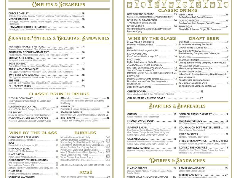 Easy Virtue Menu