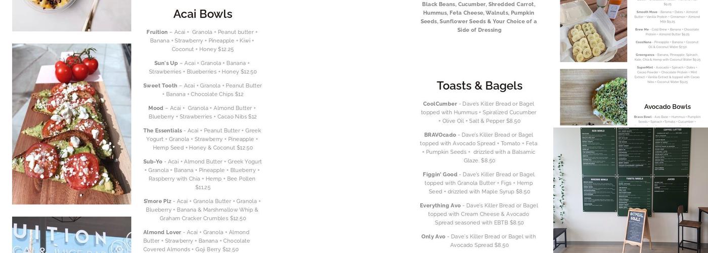 Fruition Açaí & Coffee Menu