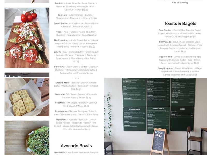 Fruition Açaí & Coffee Menu
