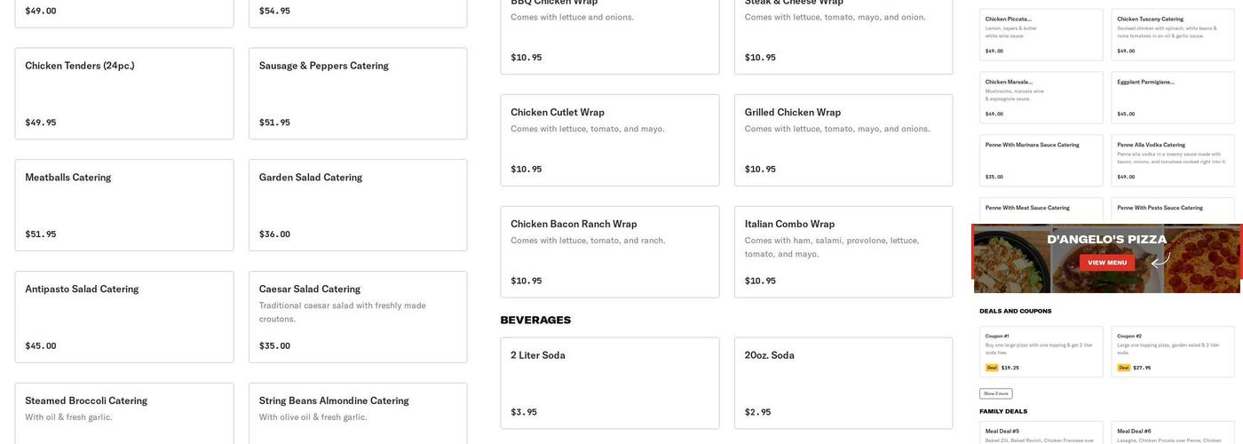 D'Angelo's Pizza Menu