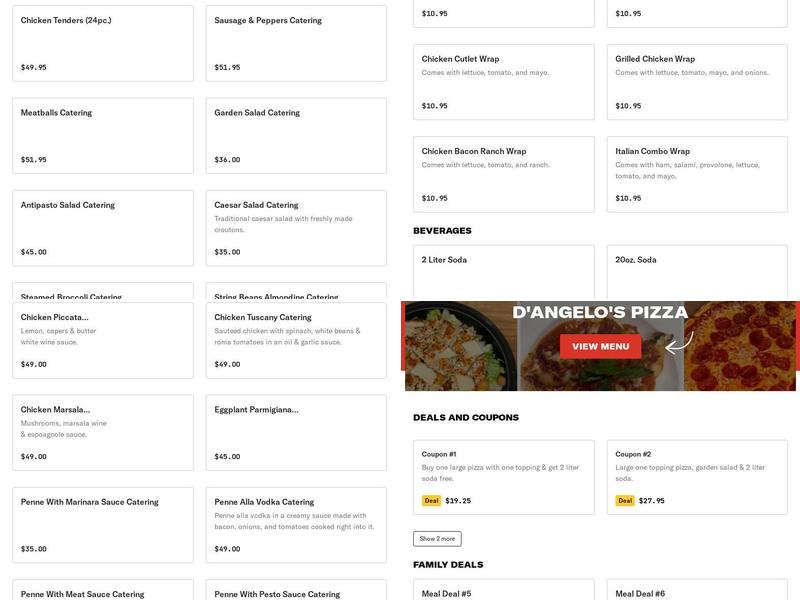 D'Angelo's Pizza Menu
