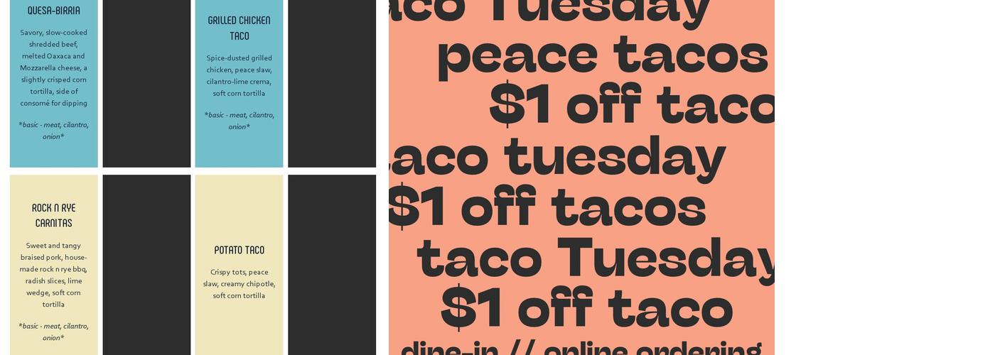 Peace Tacos Menu