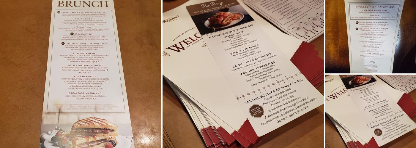 Romano's Macaroni Grill Menu