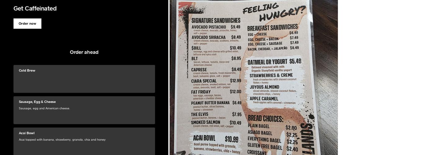 Coffeelands Menu
