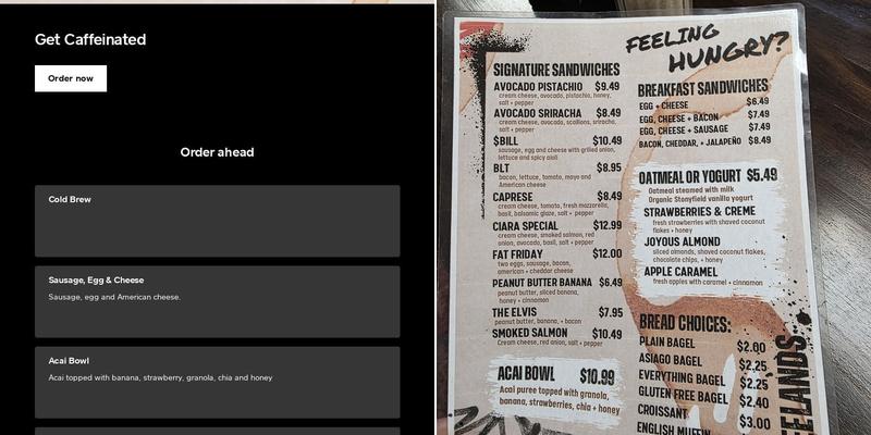 Coffeelands Menu