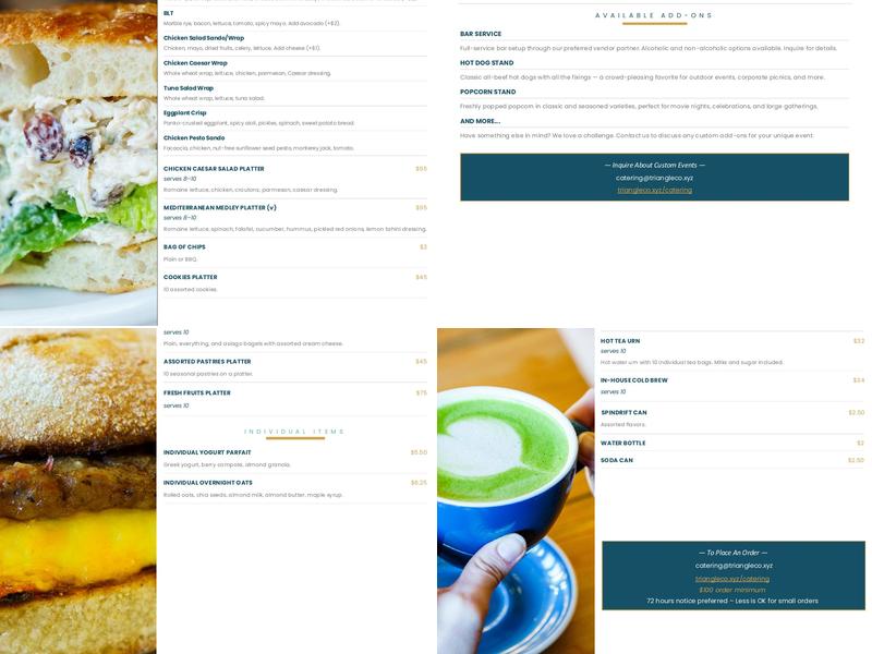 Triangle Coffee Bar Menu