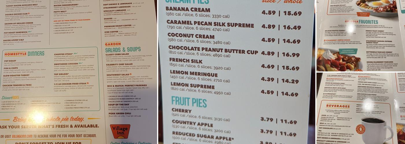 Village Inn Menu