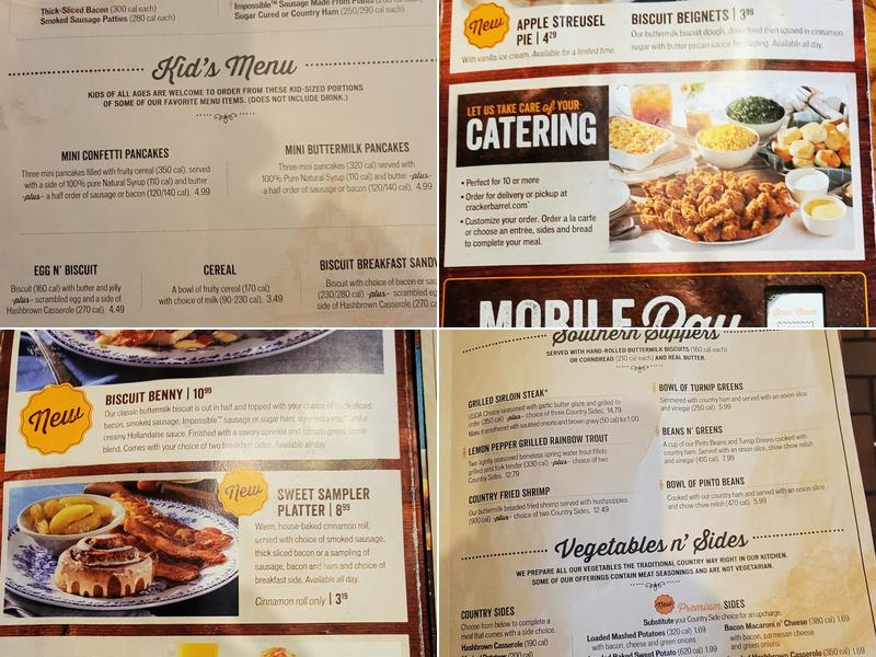 Cracker Barrel Old Country Store Menu
