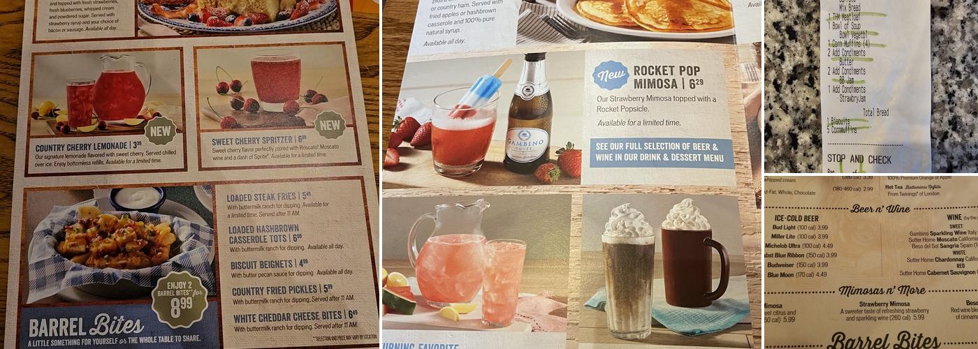 Cracker Barrel Old Country Store Menu