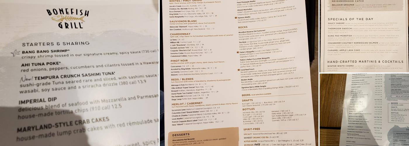 Bonefish Grill Menu