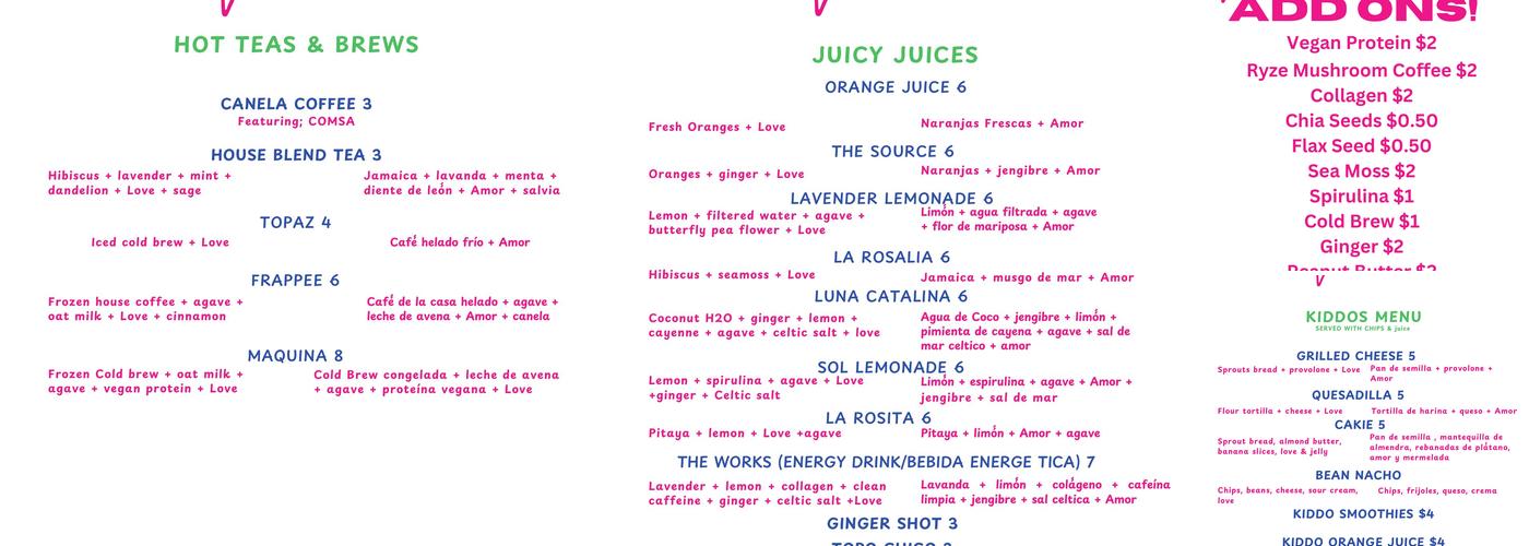 Vamonos! Menu
