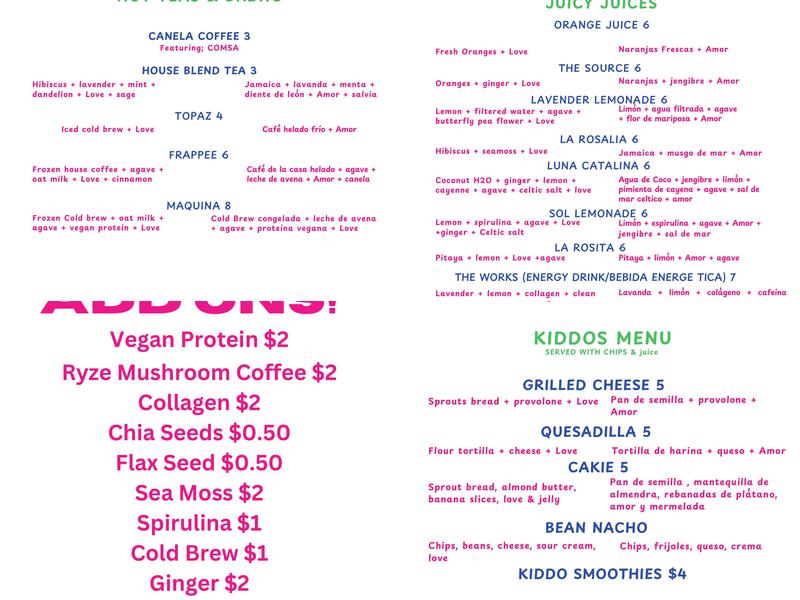 Vamonos! Menu
