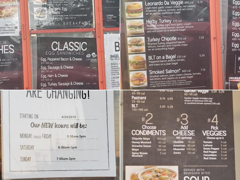 Bruegger's Bagels Menu