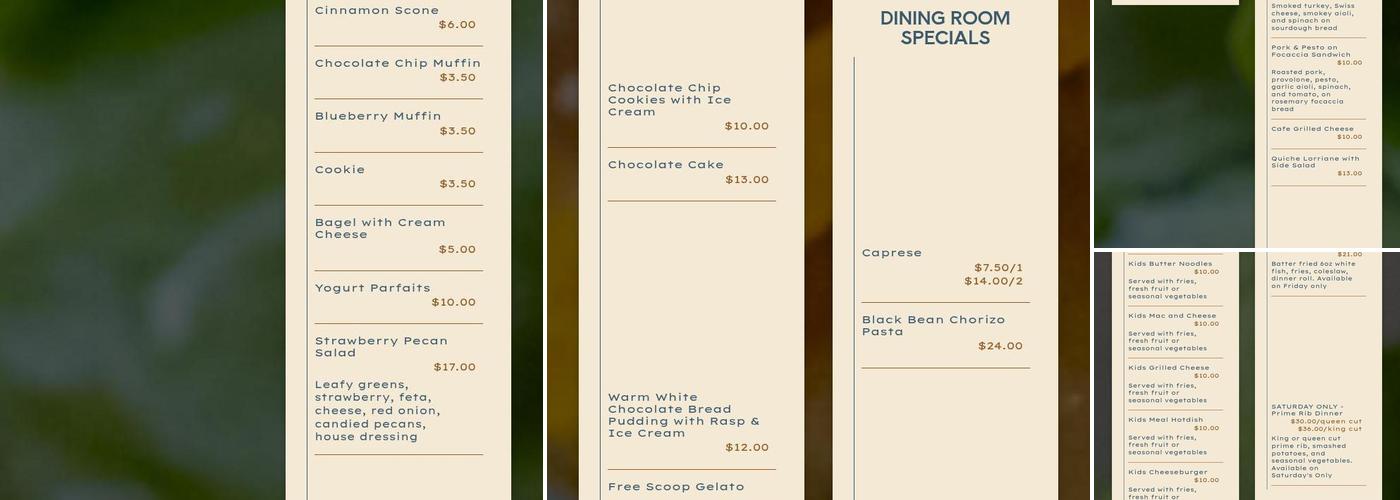 Two Sisters Kitchen + Bar Menu