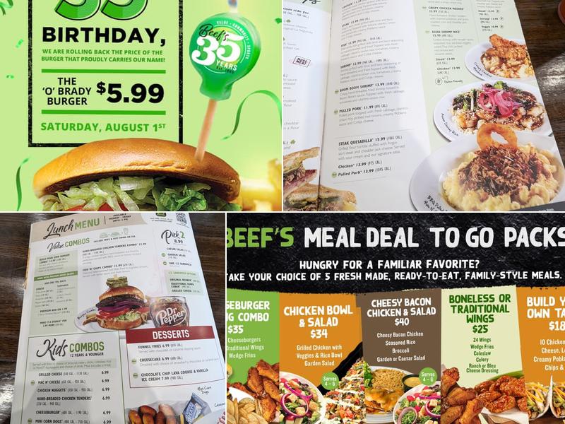 Beef 'O' Brady's Menu