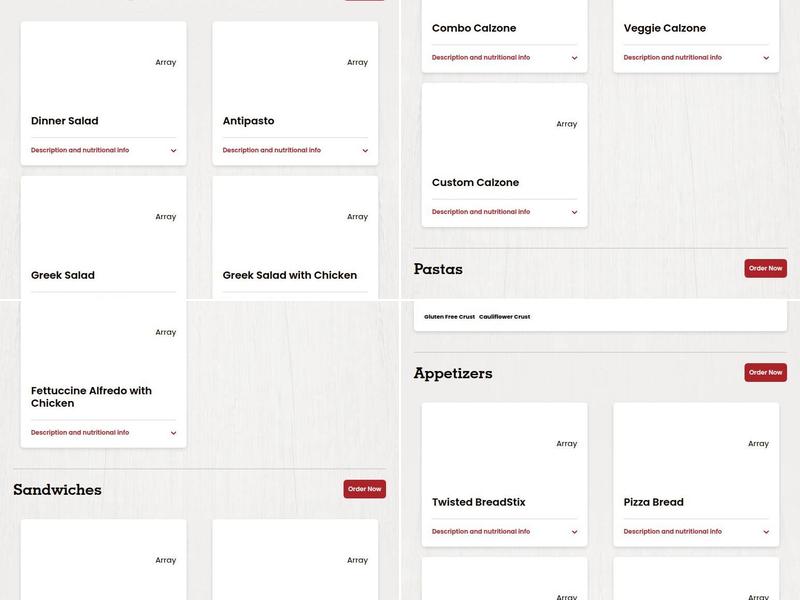 Pizza Factory Menu