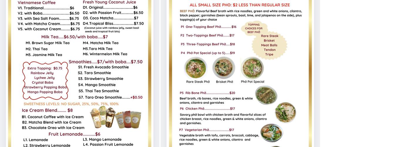 Phở Pot Menu