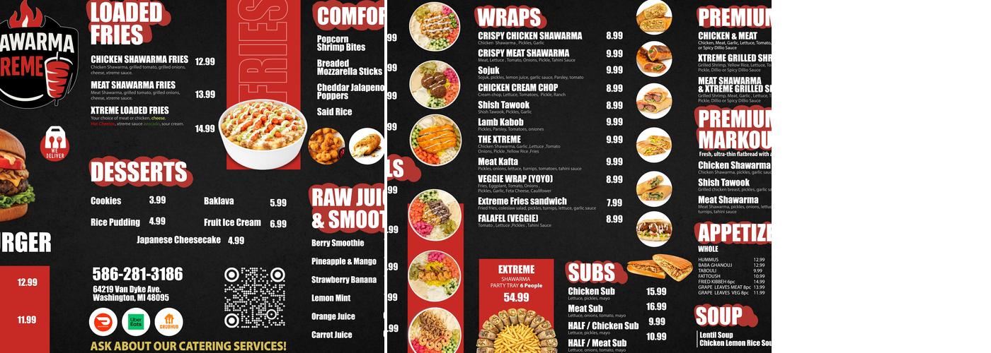 Shawarma Xtreme Menu