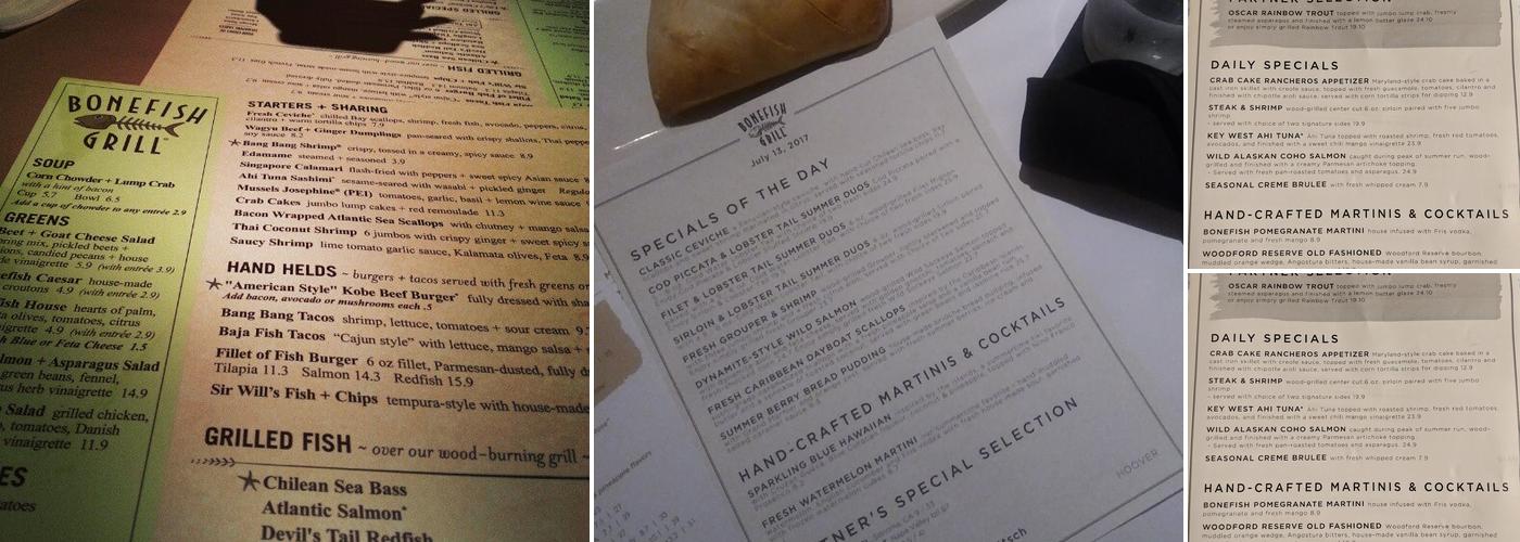 Bonefish Grill Menu