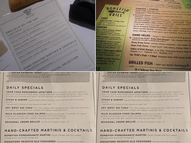 Bonefish Grill Menu