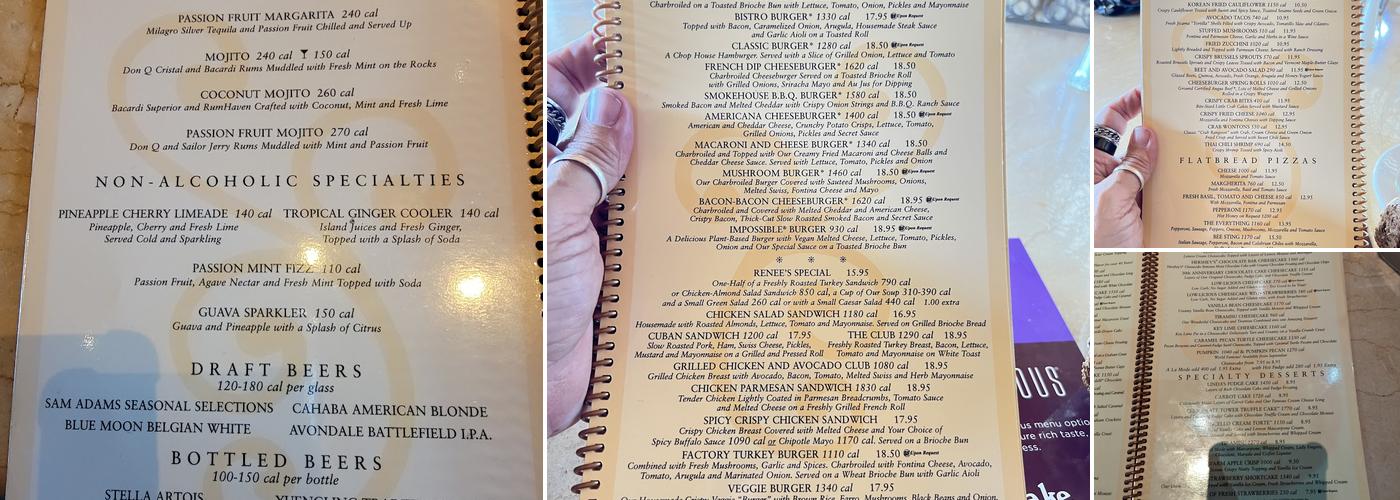 The Cheesecake Factory Menu