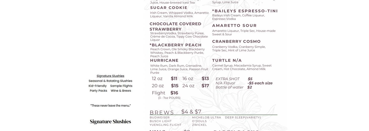Serendipity Slush Co. Menu