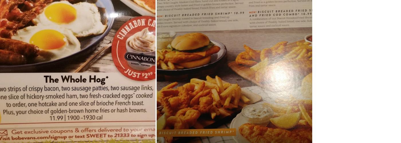 Bob Evans Menu