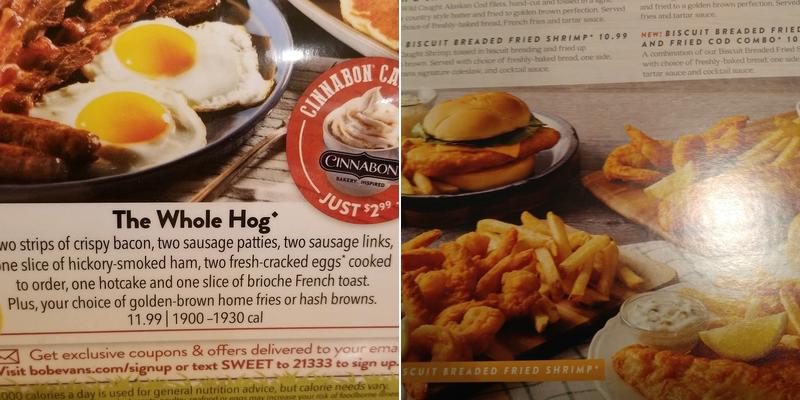Bob Evans Menu