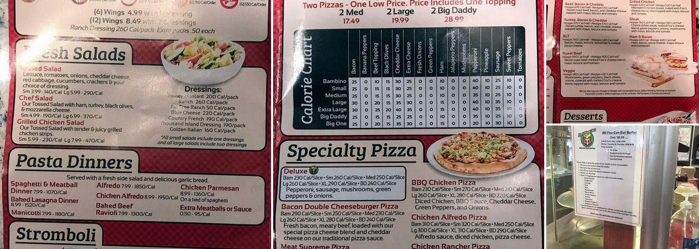 Fox's Pizza Den - Trussville Menu