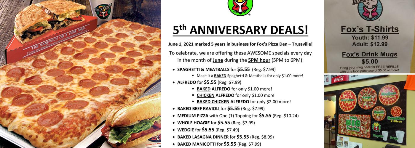 Fox's Pizza Den - Argo Menu