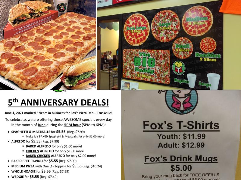 Fox's Pizza Den - Argo Menu